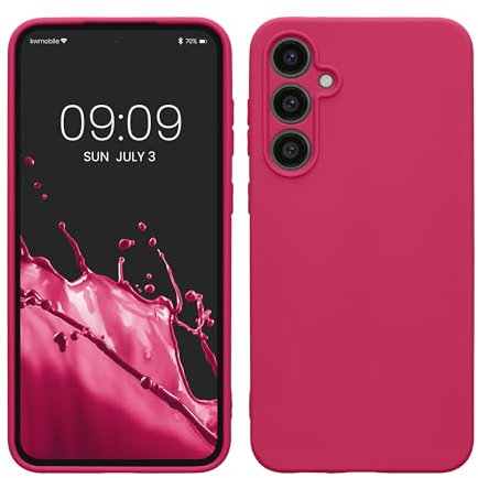kwmobile Hülle kompatibel mit Samsung Galaxy S23 FE Hülle - weiches TPU Silikon Case - Cover geeignet für kabelloses Laden - Neon Pink