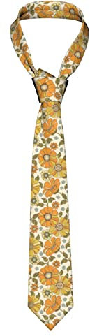Herren-Krawatten, bunt, Retro-Stil, 70er-Jahre-Stil, Blumenmuster, schmale Krawatte für Business, Party, Hochzeit, Anzug, Schwarz , Einheitsgröße