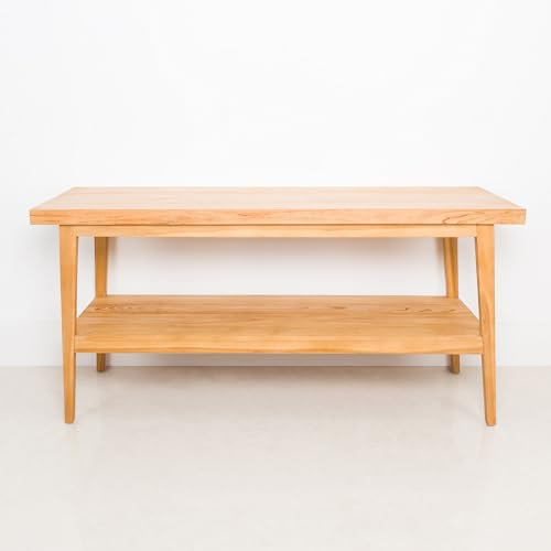 Wohnfreuden Teakholz Waschtischplatte Titin braun eckig 160 cm - Holzplatte lasiert Unikat Unterschrank für Doppelwaschbecken