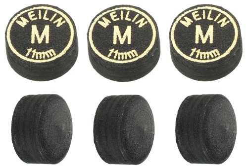 PATIKIL 11mm Pool Cue Tips, 6 Pack Medium Multiple Layer Pool Billiard Cue Tips Laminated Glue-on Snooker Stick Tip Billiard Accessories, Black