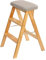 Folding Wood Step Ladder Stool 3 Step Mini Stepladder Multifunction Stairway Chair Ideal for Library/Office (A)