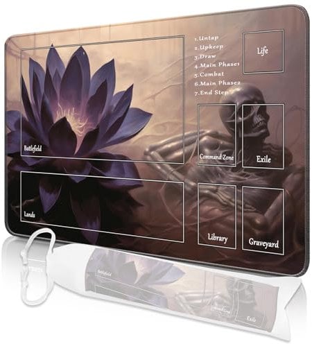 Nkddert MTG Playmat, 24 x 14 Playmats for TCG MTG, Stitched Edges Anti-slip MTG Playmat with Zones with Storage Bag Smooth Surface Battle Black Lotus MTG Game Mat
