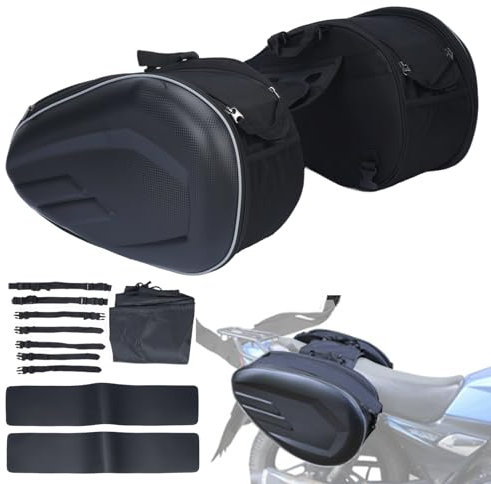 awagas Motorrad Satteltaschen 36L-58L Erweiterbar Motorrad hecktasche Seitentasche Wasserabweisende motorradtasche Aufbewahrungstasche für Integralhelm wit Regenhüllen Universal motorradkoffer gepäck