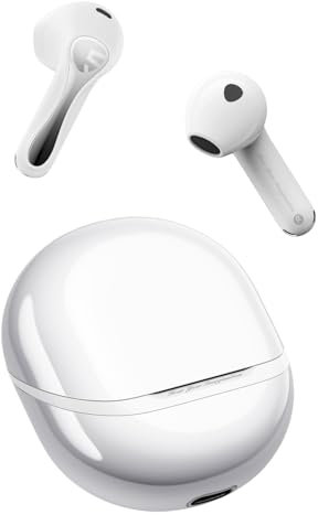 SoundPEATS Air5 Wireless Earbuds Hi-Res with aptX Adaptive Lossless, Semi-In-Ear Bluetooth 5.4 Earphones with 6-Mic, Snapdragon Sound Compatible, 30-Hour Playtime, PeatsAudio App Control White