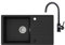 CECIPA Evier Cuisine 1 Bac avec Egouttoir，avec Mitigeur Cuisine, Evier Noir en Granit 78 x 45 cm, Lavabo Cuisine 1 bac, Évier Cuisine avec Siphon Classique et Trop-plein