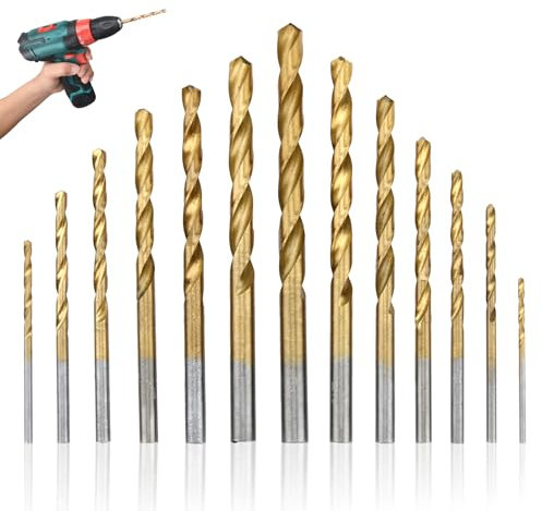 5% Cobalt Drill Bit Set, 13Pcs M35 HSS Cobalt Steel Titanium Coated Drill Bit Tool for Stainless Steel Cast Iron Hard Metal Plastic Wood Drill Bit Hardware