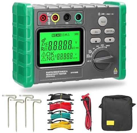 Tester Digitale Della Resistenza di Terra, Misuratore di Resistenza di Isolamento 0-2000Ω/ohm Tester Messa a Terra Tensione di Terra CA 0-600V Tensione FV CC 0-1500V Megaohmmetro Digitale
