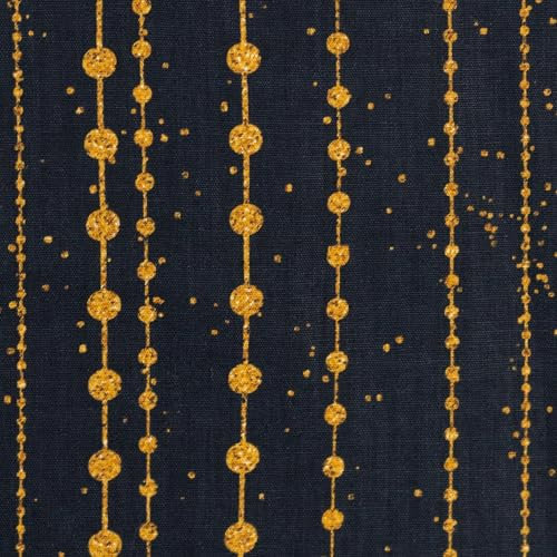 MAGAM-Stoffe Winter Season Baumwollstoff Weihnachten Oeko-Tex Meterware 50cm (Christbaumkette gold schwarz)