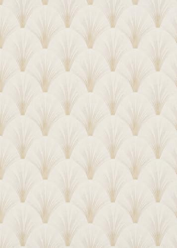 Elle Fächer 10451-14 Papier peint intissé Motif art déco Crème beige paillettes