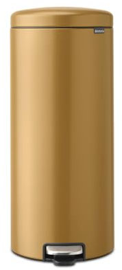 Brabantia - NewIcon 30L Pedal Bin - Large Kitchen Bin - Soft-Close Lid - Lightweight Pedal - Removable Inner Bucket - Non-slip - Warm Gold - 30 x 38 x 68 cm