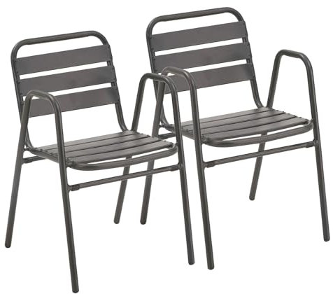 Liadomo Gartenstuhl 2er-Set Lesina - 2 Stück Stapelstuhl - Aluminium-Gestell anthrazit- wetterfest - stapelbar - Bistrostuhl - fertig montiert - für Garten, Terrasse, Balkon