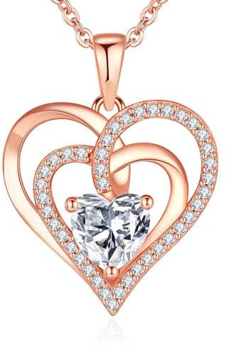 Jrêveinfini Coeur Collier Femme Or Rose Argent 925, Collier Coeur Amitié, Personnalisé Pendentif Femme Maman Mere Fille, Bijoux Cadeau Fete Des Meres Anniversaire Maman