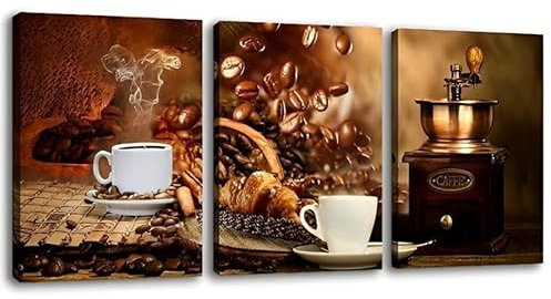 burkfeeg 3pcs Cuadros para Cocina, Vintage Cuadros Cocina Decoración de Café de Pared Arte Idea de Regalo para la Coffee Corner Cafetería Póster, Pub, Home, Decoración del Club