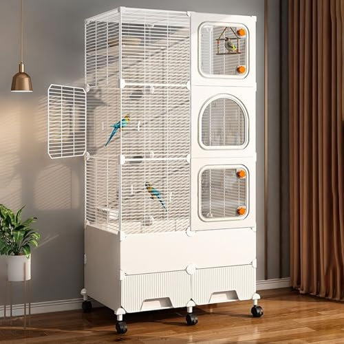 Vogelvoliere, Vogelkäfig mit Ständer, mit Trennwand Gegen Futterspritzer, for Aras, Kanarienvögel, Finken, Unzertrennliche, Tauben(Large)