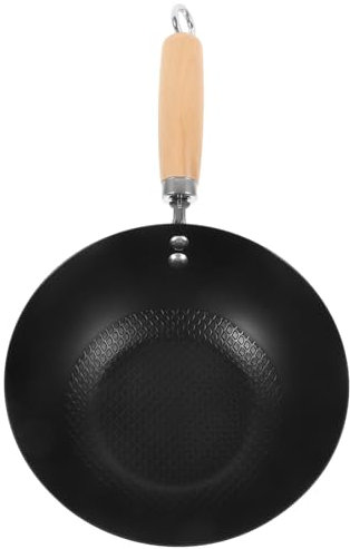 CLISPEED Japanese Mini Cast Iron Wok 20cm Small Flat Bottom Cooking Pan Single Person Use Stove Compatible Kitchen Frying Pan Without Lid