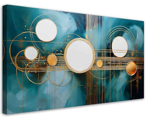 Feeby Wandbild - Wohnzimmer Modern Deko - Abstrakt Geometrische Kreise - 100x50 1tlg - Bilder Leinwand - Bild auf Leinwand Schlafzimmer - Leinwandbilder für die Wand - Canvas Painting - Fotokunst