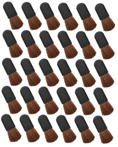 Cabilock 30 Stück Kosmetikpinsel mit Schwarzen Faserborsten Inkl Rougepinsel und Foundation Applikator für Leichtes Make Up und Unterwegs