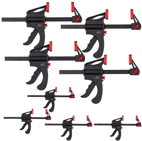 AGT Werkzeug Set Nylon: 8er-Set Einhandzwingen aus Stahl und Nylon, 4x 100 mm und 4x 150 mm (Spannwerkzeuge, Klemmzwingen)