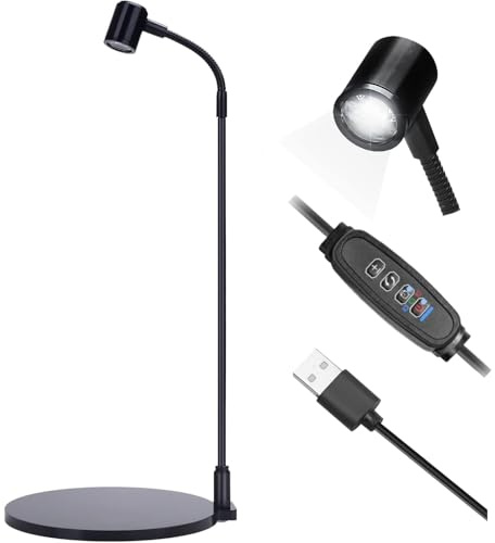 LED Aquarium Beleuchtung 3W Timer & Dimmer, USB Pflanzenlampe mit schwarzer Basis - 360° verstellbar für Betta Fischschalen, Sukkulenten, Topfpflanzen, Miniaturlandschaft, Aquascaping