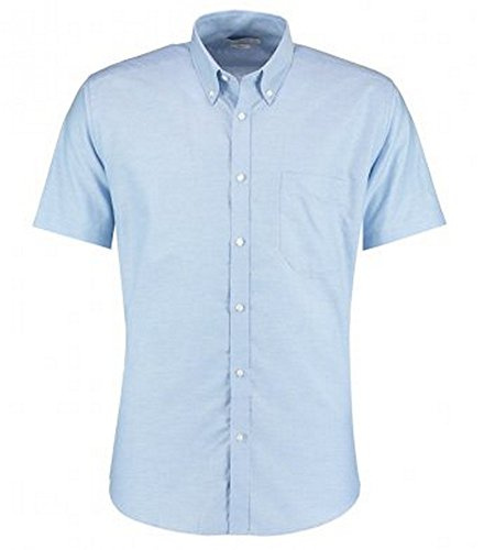 Kustom Kit Slim Fit Oxford Shirt, Light Blue, 15.5 - Fused Collar, Chest Pocket