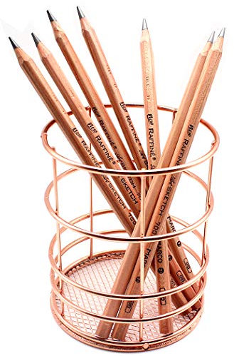 Gullor Pencil Holder Metal Desk Organizer Makeup Brush Holder Pencil Cup, Copper, Rose Gold