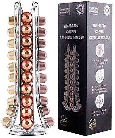 EVER RICH ® Porte-dosettes à capsules de café Tower Nespresso (design rotatif - nouveau design de la tour 40)