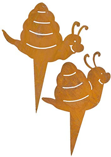 B2S BACK2SEASON 2 x Metall Stecker Schnecken Rost Edelrostdeko Gartendekoration H19cm 2er Set