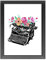 Kunstdruck Din A4 ohne Rahmen - Schreibmaschine Vintage mit Blumen - Typewriter Retro Aquarell Poster Bild