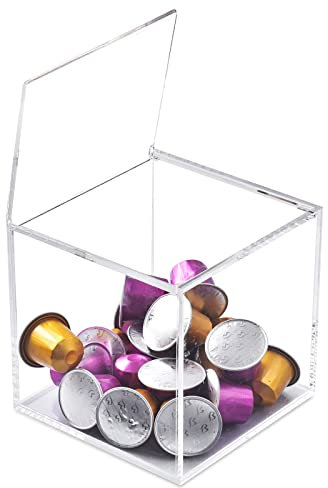 Porta Capsule in Plexiglass, Porta Capsule Caffè per Cubetti Nespresso O Dolcegusto, Contenitore Trasparente, Dispenser Capsule 13 × 13 × 13 Cm