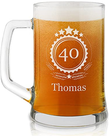 Maverton Chope à Bière Gravée de 50 cl – Chope personnalisée avec Anse - Verre pour les Amateurs de Bière – Cadeau Anniversaire Homme - Cadeau Homme - anniversaire