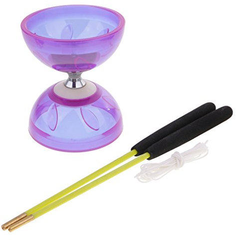 Colcolo Jouets de Diabolo avec Bâtons et Ficelle Diamètre Rouge, Violet, 13cm