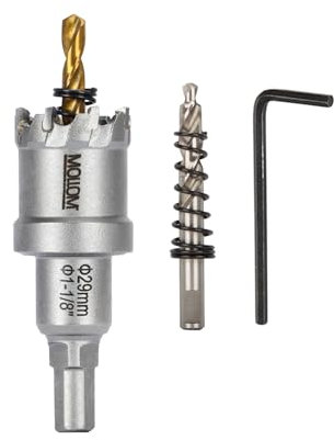 Mollom (29mm | 1-1/8'') Seghe a tazza in carburo pesante con 2 punte pilota, taglia acciaio inossidabile, acciaio dolce, ferro, rame, ottone, plastica