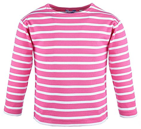 modAS Bretonisches Shirt für Kinder - Longsleeve Pullover Langarm Shirt mit Streifen Mädchen Jungen aus Baumwolle in Magnolia/Weiß Größe 92