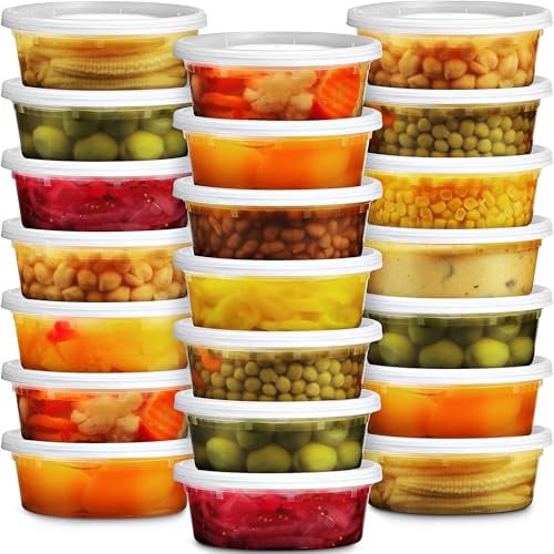 JoyServe Deli food containers with Lids - 236 ml 60 Sets- Ideal for Food, Snacks, Takeout, Meal Prep - Bulk 1 Cup Small Durable Clear Containers, Stackable, Freezer, Dishwasher & Microwave Safe