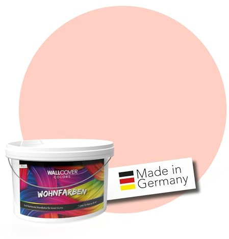 WALLCOVER hochwertige Wandfarbe für Innen | Apricot Pastell Matt | 1L für 8m² | Hochdeckende Innenfarbe (Klasse 1) | Profi Qualität aus Deutschland