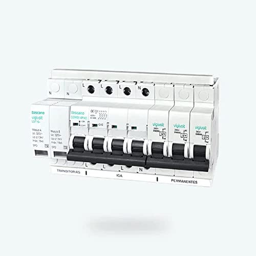 RASMACOR | TOSCANO | COMBI 4P63T15 | Protector contra sobretensiones transitorias y permanentes | Trifásico | 4 Polos 63 Amperes | Vigivolt 10 kA 240 VAC