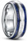 TUNGSTORY Wolfram Ring 8mm für Männer Frauen mit Imitation Meteorite und Blue Lapis Lazuli Inlay Eheringe Komfort Fit Größe 65(20.7)