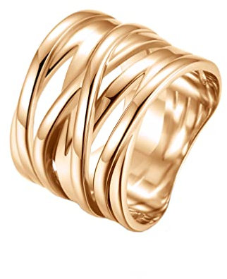 PAMTIER Anello Intrecciato per Uomo Donna Gioielli con Cinturino in Acciaio Inossidabile Oro Rosa Misura 19