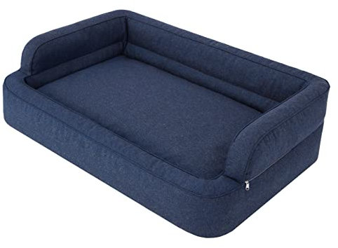 PillowPrim Hundebett, Möbel für Tiere, Katzenbett, Abnehmbar Bezug, Hundekorb, Hundekissen, Hundeliege, Schlafplätze, Hundesofa, Navy Blau, XL: 96x62 cm