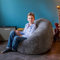 LIVEDECO - Pouf Poire Velours Côtelé Gris, Intérieur pour Salon, Chambre, déhoussable - BiG52