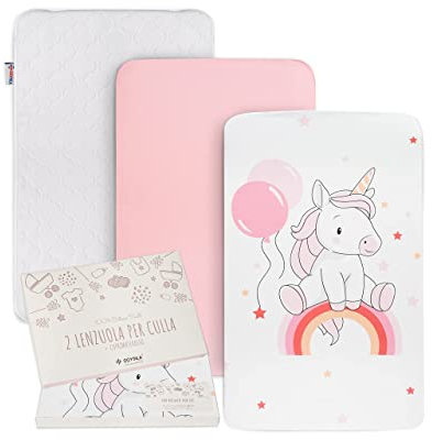 GOYSILA Next to Me Beistellbett Spannbettlaken für Chicco Next2Me Wiege 2 Teile 100% Baumwolle + 1 Wasserfester Matratzenschoner Oeko-TEX Zertif Kompatibel Matratze 83x50 Kinderkraft UNO