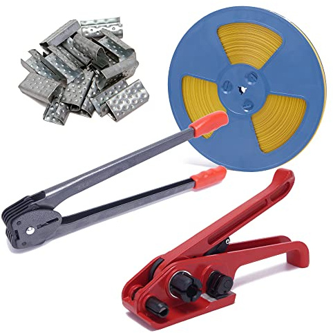 LNYEBN All-in-One Banding Strapping Kit with Poly Strapping Tensioner, 262ft PP Band, 100 Metal Seals, and Sealer Tools