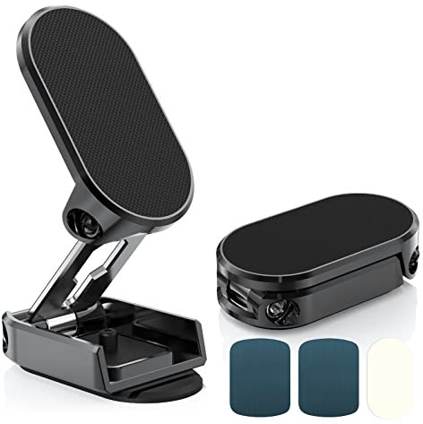 AXFEE Soporte Móvil Coche, 720 ° Giratorio Plegable Soporte Magnético Universal Soporte Movil contra Sacudidas con Pegatinas, para i-Phone Xiaomi Samsung y Más(Negro)