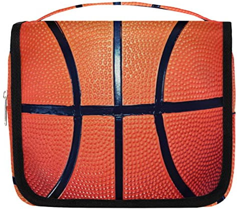 Kulturbeutel zum Aufhängen Sport Ball Kosmetik Organizer Waschtasche Basketball Schnürsenkel Toilettenartikel Make-up Tasche für Frauen Mädchen Reisen, mehrfarbig, 23*10*21 cm