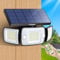 intelamp Solar Security Flood Lights Outdoor Motion Sensor with Remote Control,Waterproof Outdoor Solar Light, 6000mAh Battery 4W Solar Panel 3M Cable 2 Sensors Solar Lights for Garden Pathway