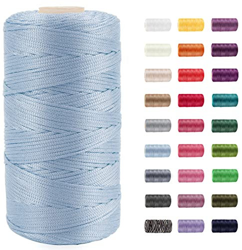 CAMAL Polypropylene Garn 1,5mm x 200m Häkelgarn für Taschen Makramee Garn für Handtasche Häkeln Polypropylene Yarn für Handwerk Wohndekorationen, Platzteller, Umhängetasche (Seeblau)