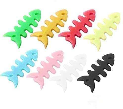 5PCS Fish Bone Earphone Cable Winder Cord Organizer For Phone Cable Tablet Mouse Computer Headphone silicone and metal metal straps,cord appliances,command cord workout ties,usb workout organi