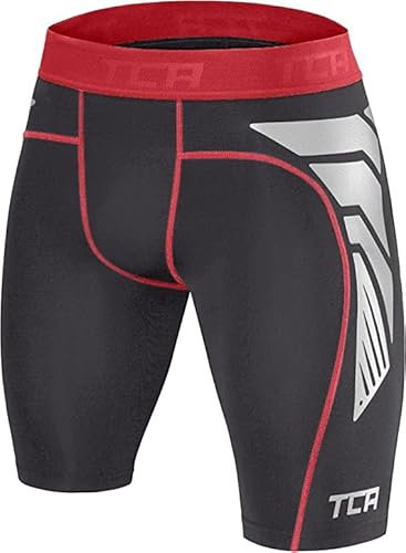 TCA Herren CarbonForce Pro Thermo Kompression Unterwäsche Shorts - Schwarz/Rot, M