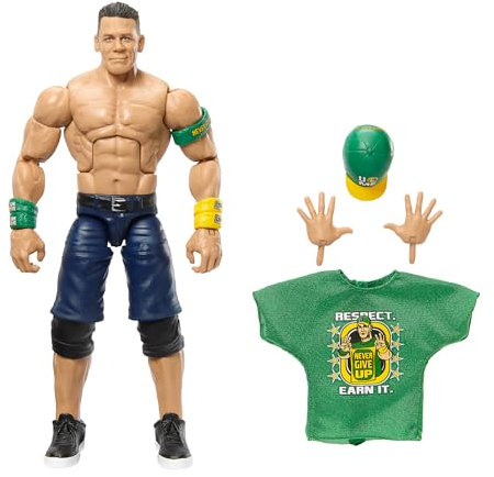 Mattel WWE Top Picks Elite Actionfigur- und Zubehörset, ca. 15 cm große John Cena Sammelfigur mit austauschbaren Händen, Ringausrüstung und 25 Bewegungspunkten HTX73