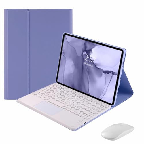 CLALOC Funda con Teclado para Lenovo Tab M10 Plus 3Rd Gen 10.6 2022, Funda Teclado Trackpad Bluetooth Desmontable para M10 Plus 3Rd Gen 10.6'' (TB-125FU/128FU/128XU) 2022 con Ratón,Púrpura